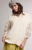 Crew Neck Sweater Vest/ Cream