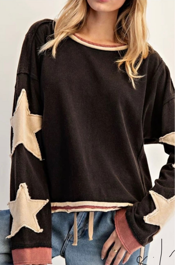 ASH BLACK STAR SLEEVE TOP