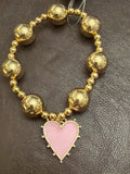 Gold Ball Enamel Heart Bracelet