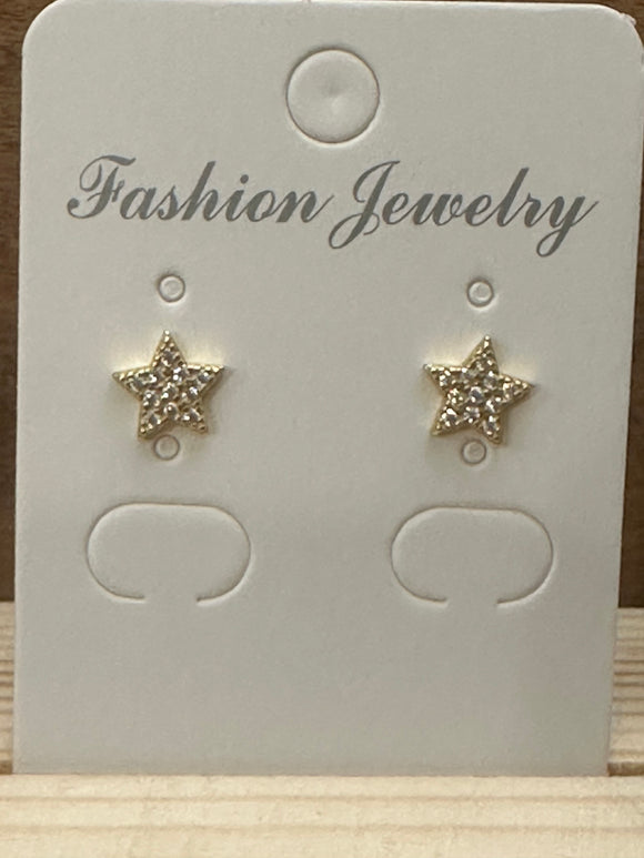 14KY Gold Plate Pave Star Stud Earring