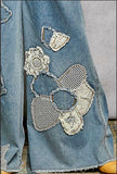 Floral Patch Overalls/ Denim