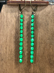 Green Austrian Crystal Bar Earring