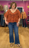Mica Crop Flare Uneven Hem/Dark Moscato