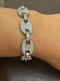 Pave’ Link Bracelet/ Silver-tone
