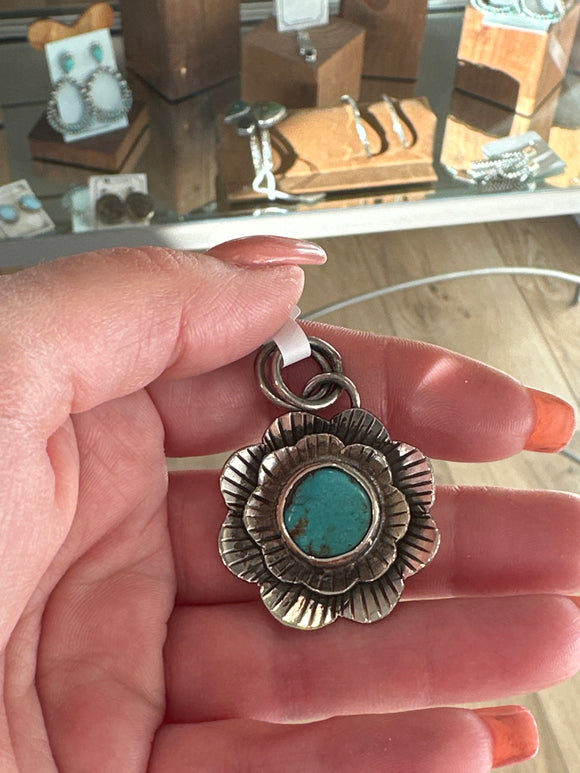 Small Turquoise Flower Pendant
