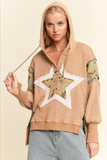 Heavy Waffle Knit Star Hoodie