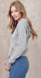 Gray crop zip top