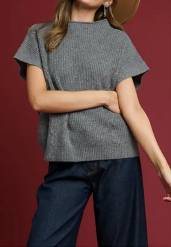 Grey short sleeve sweater