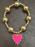 Gold Ball Enamel Heart Bracelet