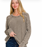 Stonewash Cable Sleeve Sweater