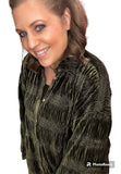 Tiered gather smocked velvet top