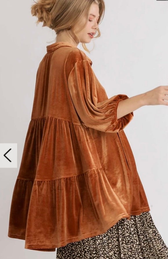 Velvet button down tunic