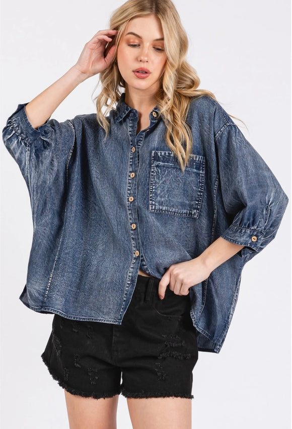 Dark Tencel Button Down