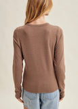 Stripe Crew Neck Top/ Taupe Mocha