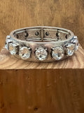 Metal Large Rhinestone Stretch Bracelet/ Round