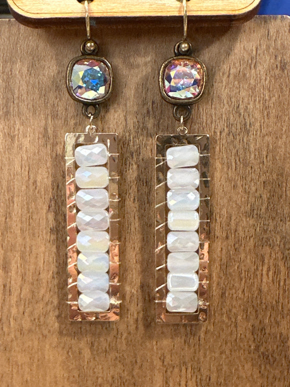Faceted Bread Rectangle Austrian Crystal Earring