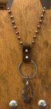 Leather Crystal Drop Necklace