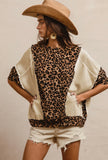 Denim & Leopard Print Top