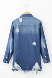 DISTRESSED LONG DENIM SHIRT