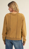 Olive Raw Seam Pocket Top