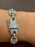 Pave’ Link Bracelet/ Silver-tone