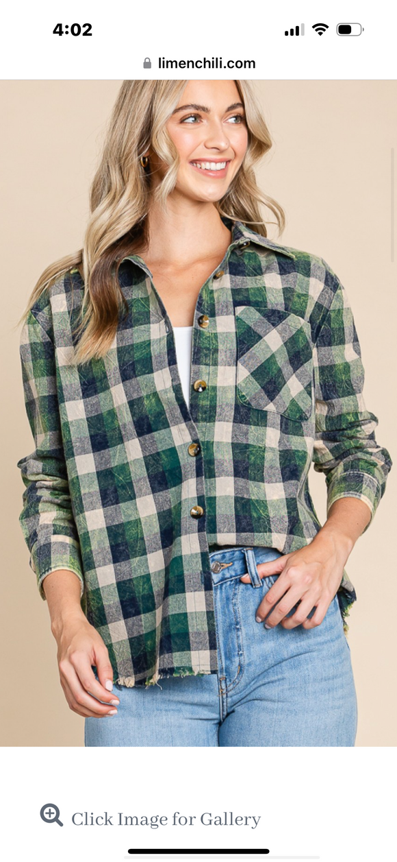 Plaid Mineral Wash Button Down Shirt