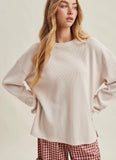 Drop Shoulders Waffle Knit Top/Oatmilk