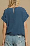 Linen Blend Adjustable Hem Top