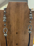 Leather Crystal Drop Necklace