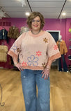 Floral Embroidery Top/ Peach Pink