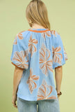 Embroidered Floral V Neck Top