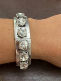 Metal Large Rhinestone Stretch Bracelet/ Round