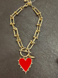 Enamel Heart Chain Bracelet