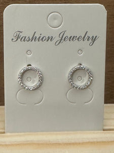 Sterling Silver CZ Pave Circle Stud Earring
