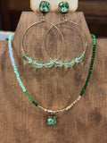 Green Ombré Beaded Necklace with Austrian Crystal