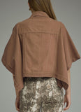 Denim Cape Jacket/ Brown