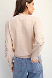 Cut Work Sleeve Sweater Oatmeal