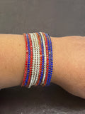 Red White Blue Stretch Rhinestone Bracelet Set