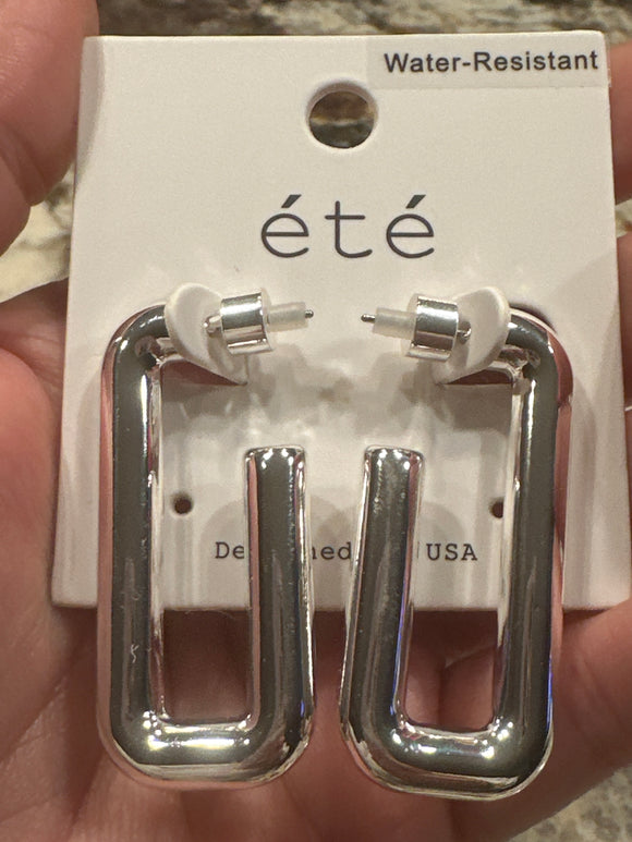 Water Resistant Rectangle Tube Hoop Earring