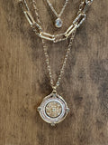 Two Tone Multi Strand Coin Necklace