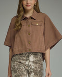 Denim Cape Jacket/ Brown