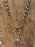 WR Double Layered Chain & Rhinestone Necklace