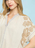 Embroidered Button Down/Oatmeal