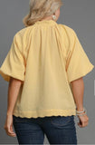 Plus Bubble Sleeve Seersucker Top