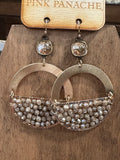 Gold Bead Half Circle Austrian Crystal Dangle Earring