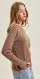 Stripe Crew Neck Top/ Taupe Mocha