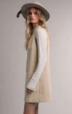 Suede V-Neck Dress/Stone
