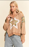 Heavy Waffle Knit Star Hoodie