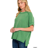 Raised Rib Cuff Sleeve Top