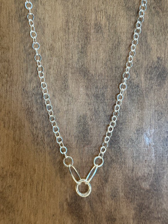 Silver Circle Chain Charm Necklace